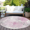 Piper Looms Chantille Abstract ACN1840 Pink Machine Washable Area Rug Round Outdoor Lifestyle Image Feature