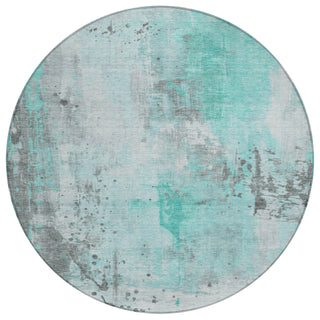 Piper Looms Chantille Abstract ACN1840 Teal Machine Washable Area Rug Round Main Image