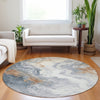 Piper Looms Chantille Abstract ACN1841 Gray Machine Washable Area Rug Round Lifestyle Image Feature