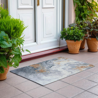 Piper Looms Chantille Abstract ACN1841 Gray Machine Washable Area Rug Scatter Outdoor Lifestyle Image Feature