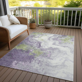Piper Looms Chantille Abstract ACN1841 Lavender Machine Washable Area Rug Outdoor Lifestyle Image Feature
