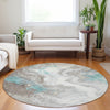 Piper Looms Chantille Abstract ACN1841 Teal Machine Washable Area Rug Round Lifestyle Image Feature