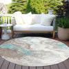 Piper Looms Chantille Abstract ACN1841 Teal Machine Washable Area Rug Round Outdoor Lifestyle Image Feature