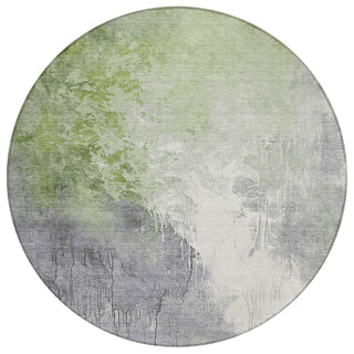 Piper Looms Chantille Abstract ACN1842 Aloe Machine Washable Area Rug Round Main Image