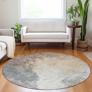 Piper Looms Chantille Abstract ACN1842 Coral Machine Washable Area Rug Round Lifestyle Image Feature