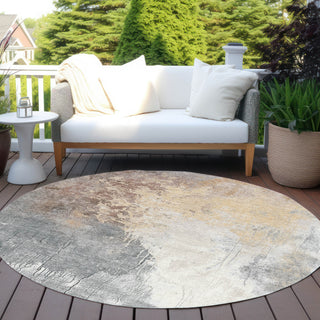 Piper Looms Chantille Abstract ACN1842 Coral Machine Washable Area Rug Round Outdoor Lifestyle Image Feature