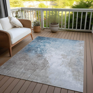 Piper Looms Chantille Abstract ACN1842 Denim Machine Washable Area Rug Outdoor Lifestyle Image Feature