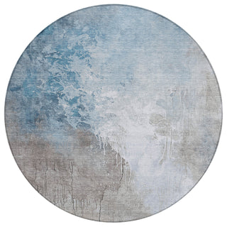 Piper Looms Chantille Abstract ACN1842 Denim Machine Washable Area Rug Round Main Image