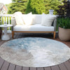 Piper Looms Chantille Abstract ACN1842 Denim Machine Washable Area Rug Round Outdoor Lifestyle Image Feature