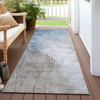 Piper Looms Chantille Abstract ACN1842 Denim Machine Washable Area Rug Runner Outdoor Lifestyle Image Feature