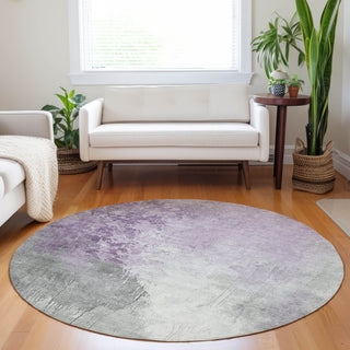 Piper Looms Chantille Abstract ACN1842 Lavender Machine Washable Area Rug Round Lifestyle Image Feature
