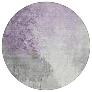 Piper Looms Chantille Abstract ACN1842 Lavender Machine Washable Area Rug Round Main Image