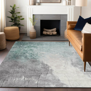 Piper Looms Chantille Abstract ACN1842 Seafoam Machine Washable Area Rug Lifestyle Image Feature