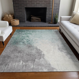 Piper Looms Chantille Abstract ACN1842 Seafoam Machine Washable Area Rug Lifestyle Image Feature