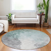 Piper Looms Chantille Abstract ACN1842 Seafoam Machine Washable Area Rug Round Lifestyle Image Feature