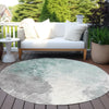 Piper Looms Chantille Abstract ACN1842 Seafoam Machine Washable Area Rug Round Outdoor Lifestyle Image Feature