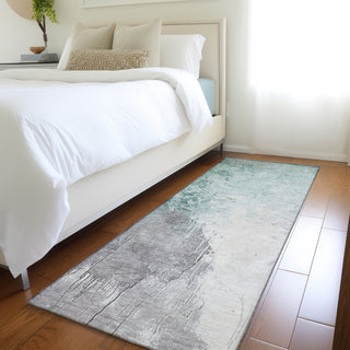 Piper Looms Chantille Abstract ACN1842 Seafoam Machine Washable Area Rug Runner Lifestyle Image Feature