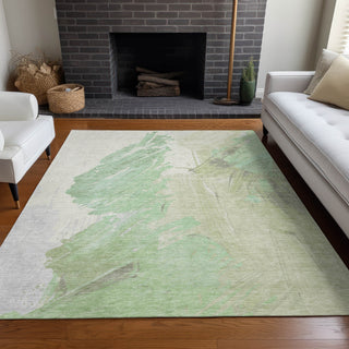 Piper Looms Chantille Abstract ACN1843 Aloe Machine Washable Area Rug Lifestyle Image Feature