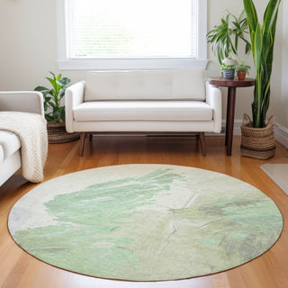 Piper Looms Chantille Abstract ACN1843 Aloe Machine Washable Area Rug Round Lifestyle Image Feature