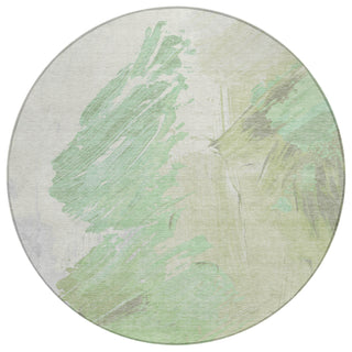 Piper Looms Chantille Abstract ACN1843 Aloe Machine Washable Area Rug Round Main Image