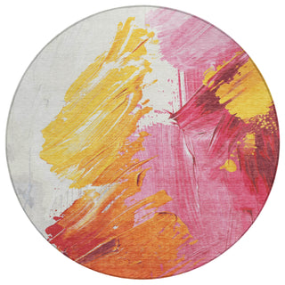 Piper Looms Chantille Abstract ACN1843 Blush Machine Washable Area Rug Round Main Image