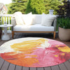 Piper Looms Chantille Abstract ACN1843 Blush Machine Washable Area Rug Round Outdoor Lifestyle Image Feature