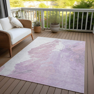 Piper Looms Chantille Abstract ACN1843 Lavender Machine Washable Area Rug Outdoor Lifestyle Image Feature