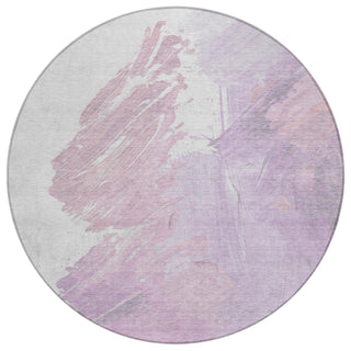Piper Looms Chantille Abstract ACN1843 Lavender Machine Washable Area Rug Round Main Image