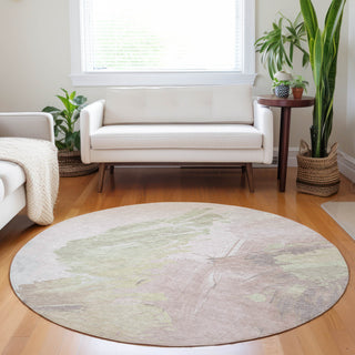 Piper Looms Chantille Abstract ACN1843 Pink Machine Washable Area Rug Round Lifestyle Image Feature