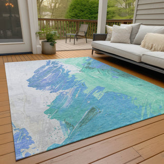 Piper Looms Chantille Abstract ACN1843 Seafoam Machine Washable Area Rug Outdoor Lifestyle Image Feature
