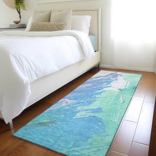 Piper Looms Chantille Abstract ACN1843 Seafoam Machine Washable Area Rug Runner Lifestyle Image Feature