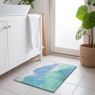 Piper Looms Chantille Abstract ACN1843 Seafoam Machine Washable Area Rug Scatter Lifestyle Image Feature