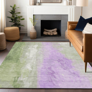 Piper Looms Chantille Abstract ACN1844 Aloe Machine Washable Area Rug Lifestyle Image Feature