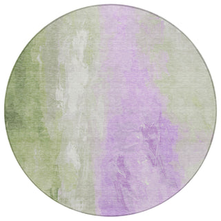 Piper Looms Chantille Abstract ACN1844 Aloe Machine Washable Area Rug Round Main Image