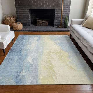 Piper Looms Chantille Abstract ACN1844 Denim Machine Washable Area Rug Lifestyle Image Feature