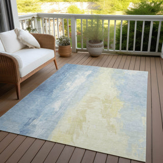 Piper Looms Chantille Abstract ACN1844 Denim Machine Washable Area Rug Outdoor Lifestyle Image Feature
