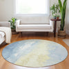 Piper Looms Chantille Abstract ACN1844 Denim Machine Washable Area Rug Round Lifestyle Image Feature