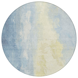 Piper Looms Chantille Abstract ACN1844 Denim Machine Washable Area Rug Round Main Image