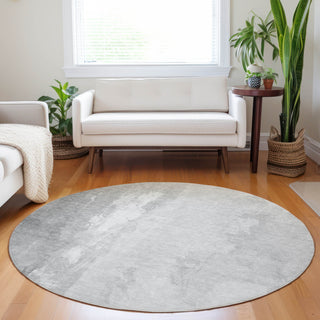 Piper Looms Chantille Abstract ACN1844 Gray Machine Washable Area Rug Round Lifestyle Image Feature
