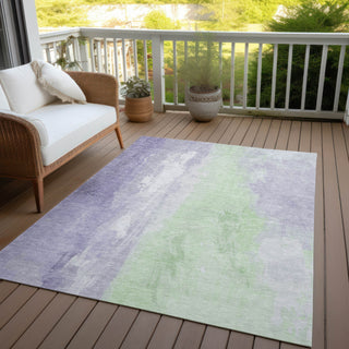 Piper Looms Chantille Abstract ACN1844 Lavender Machine Washable Area Rug Outdoor Lifestyle Image Feature