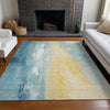 Piper Looms Chantille Abstract ACN1844 Teal Machine Washable Area Rug Lifestyle Image Feature