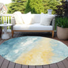 Piper Looms Chantille Abstract ACN1844 Teal Machine Washable Area Rug Round Outdoor Lifestyle Image Feature