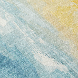 Piper Looms Chantille Abstract ACN1844 Teal Machine Washable Area Rug Swatch Image