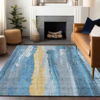 Piper Looms Chantille Abstract ACN1845 Blue Machine Washable Area Rug Lifestyle Image Feature