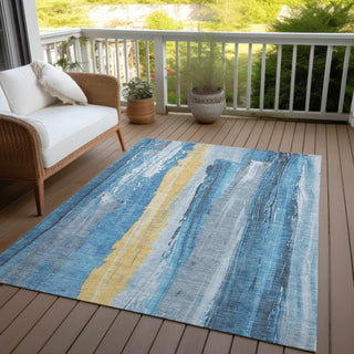 Piper Looms Chantille Abstract ACN1845 Blue Machine Washable Area Rug Outdoor Lifestyle Image Feature