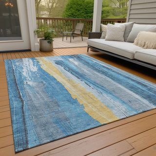 Piper Looms Chantille Abstract ACN1845 Blue Machine Washable Area Rug Outdoor Lifestyle Image Feature