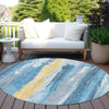 Piper Looms Chantille Abstract ACN1845 Blue Machine Washable Area Rug Round Outdoor Lifestyle Image Feature