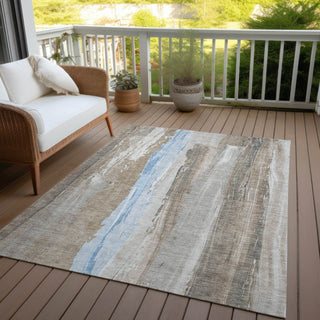 Piper Looms Chantille Abstract ACN1845 Mocha Machine Washable Area Rug Outdoor Lifestyle Image Feature