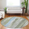Piper Looms Chantille Abstract ACN1845 Olive Machine Washable Area Rug Round Lifestyle Image Feature
