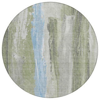 Piper Looms Chantille Abstract ACN1845 Olive Machine Washable Area Rug Round Main Image